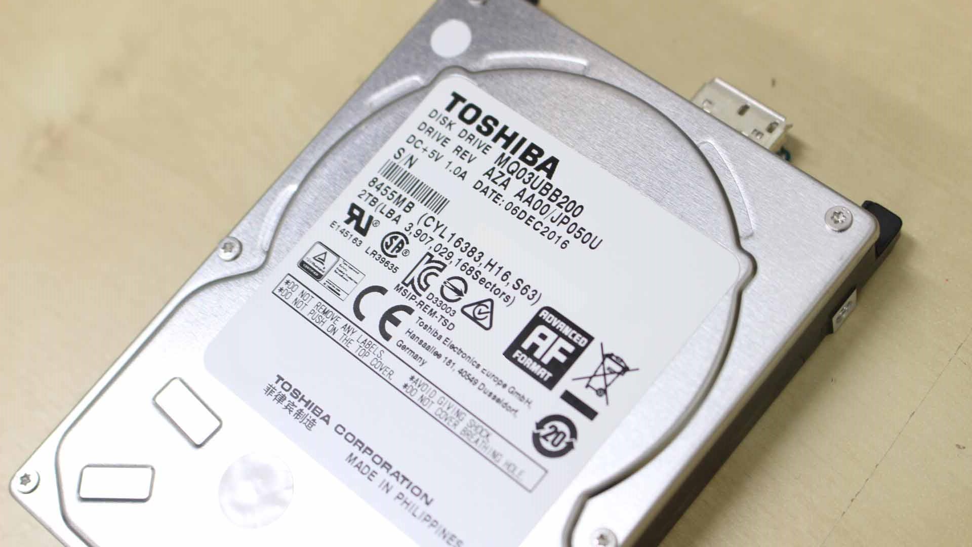 Toshiba MQ03UBB200 2TB USBタイプハードディスクの復旧に成功